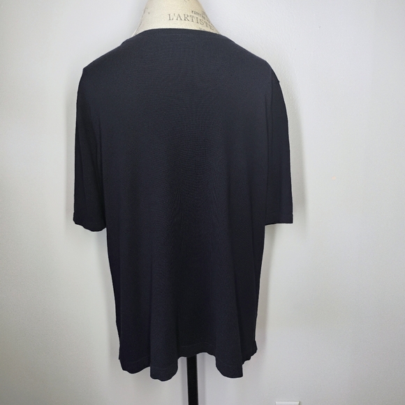 Talbots Short Sleeve Cardigan Sweater Navy Blue Size 2X Sheer Office Classic - Picture 4 of 9